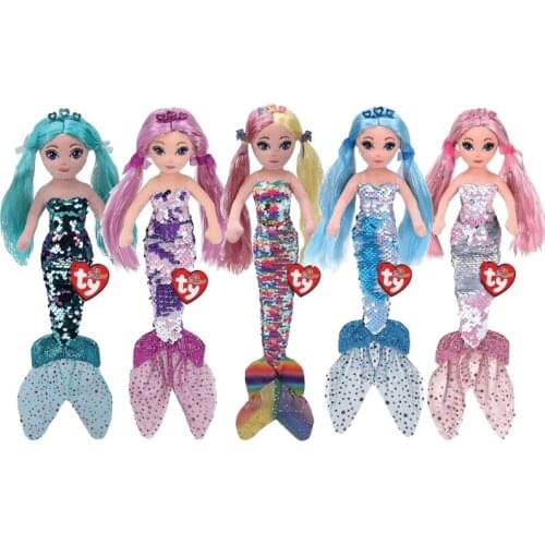 23CM Ty Flippables Little Princess Mermaid Series Glittering Plush Regular Stuffed Dolls Sequins Soft Toys Birthday Girls Gift
