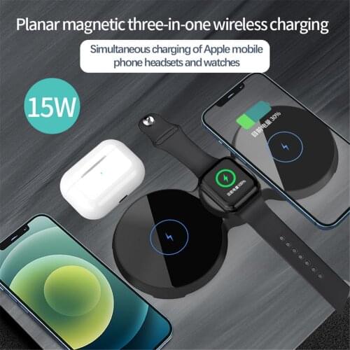 3 In 1 15W Qi Fast Magnetic Wireless Charger Stand For IPhone 12 Pro Max XR Foldable Charging Dock Station For Airpods IWatch