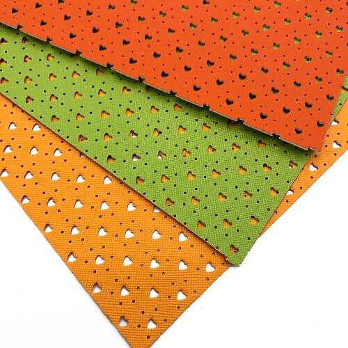 David accessories 20*33cm Hollow star heart vinyl Faux Artificial Synthetic Leather Fabric DIY Sewing Garment knotbow,1Yc3526