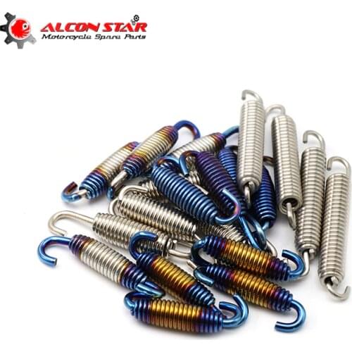 Alconstar 60mm/70mm/75mm Motorcycle Exhaust Pipe Muffler Mounting Spring Hooks Stainless Steel 2Pcs Pipe Accessories
