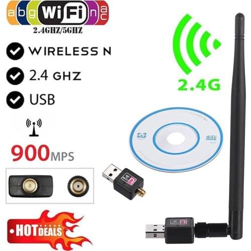 USB NIC 900Mbps WIFI Wireless Receiver Mini Adapter Dongle Network LAN Card Antenna 1Pcs