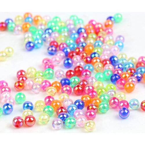 6/8/10mm Rainbow Pearl Beads Round Multi Acrylic Loose Spacer Beads for Jewelry Making DIY Bracelet Necklace Crafts
