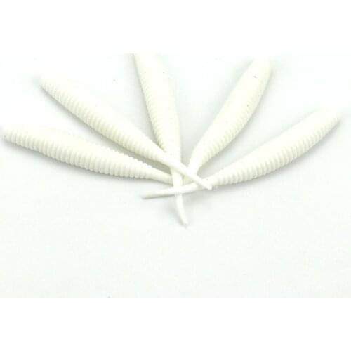 Big Sale 50pcs Long Tail Fishing Lure Soft Bait Grub Worm Fishing Lures White Maggot Soft Rubber Lures 8cm 5.7g