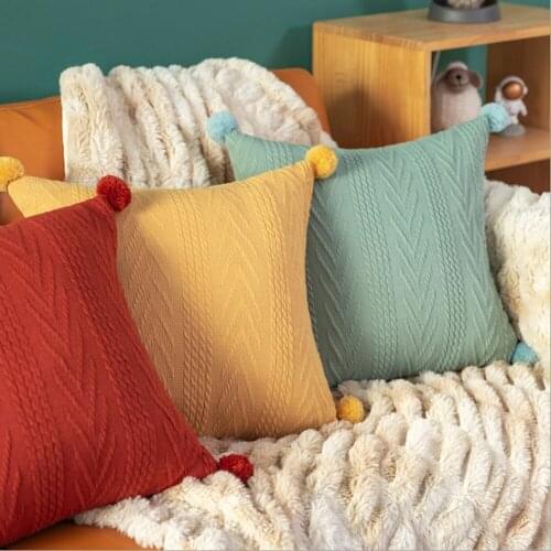 Home Sofa Living Room Christmas New Year Tassel Pillow Cushion Office Bedside Cushion Cover Knitted Pillow Case Without Core