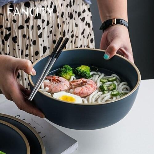 FANCITY Japanese style noodle bowl rice bowl tableware high value bowl set household large soup bowl single ceramic bowl