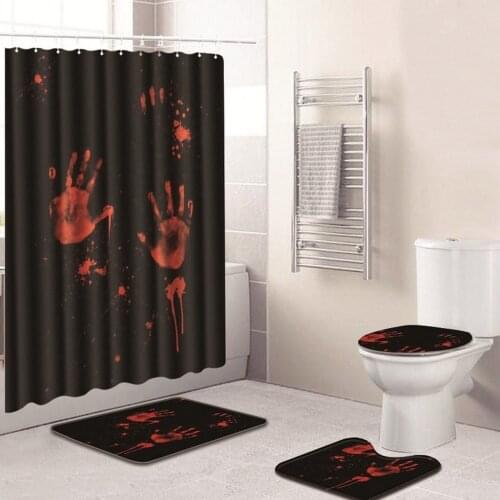 75X45cm Halloween Creative Shower Curtain Mat Four-Piece Suit Bathroom Bathroom Carpet Mat Halloween Festive