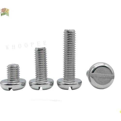 10/50pcs M1.6 M2 M2.5 M3 M4 M5 M6 304 A2-70 stainless steel GB67 Metric Threaded Slotted Pan Head Round Head Machine Screw Bolt