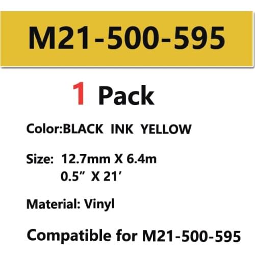 M21-500-595 Vinyl film Label Tape Black on white width 12.7mm length 6.4m for BMP21-LAB for BMP21-PLUS bmp21 Label-Tape