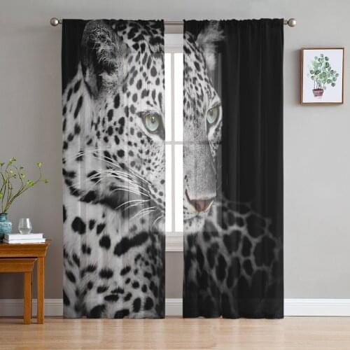 Leopard Africa Beast Fierce Gauze Curtains For Childrens Bedroom Kitchen Screen For Living Room Holiday Decor Voile Curtain