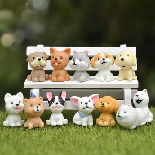Mini size Simulation action Figures small dog Animal Model Miniature Figurine Fairy home Garden Wedding Doll Decoration kids toy