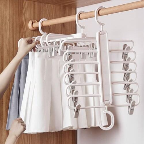 Multi-layer Magic Pants Hanger Wardrobe Space Saver Organizer Clothes Drying Rack Wind-proof Non-slip Clothing Storage Holders