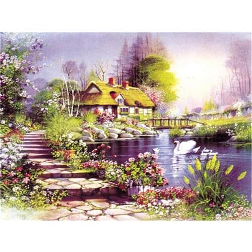 Landscape Pre-Printed 11CT Cross Stitch Embroidery Set DMC Threads Painting Knitting Craft Hobby Mulina Gift Decor