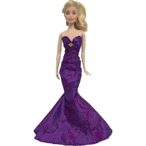 1/6 BJD Clothes Purple Charming Mermaid Doll Dress for Barbie Doll Clothes FR Kurhn Evening Gown 11.5" Dolls Accessories Kid Toy