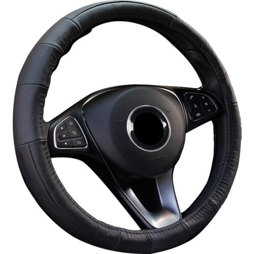 Anti-Slip Cowhide Car Steering Wheel Cover Suitable For 37-38 CM 14.5''-15'' For Audi VW Opel Mercedes-Benz BMW Toyota Kia etc