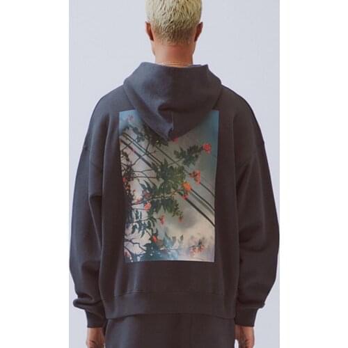 Flowers Printed Sports Fitness Hoodies Loose High Street Trend Hoodied Coats Casual Fashion Autumn Pullover Sportswear