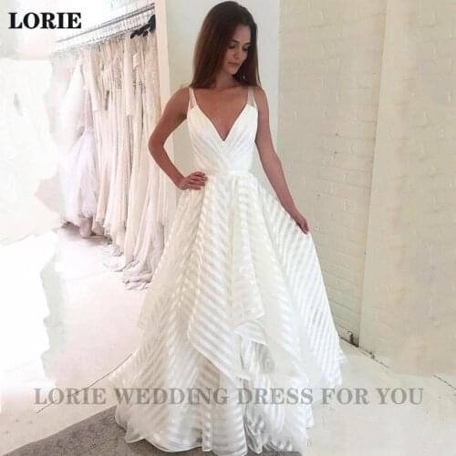 LORIE Boho Wedding Dress A Line V Neck White Ivory Princess Wedding Gowns Vestidos de noiva Boho Bride Gowns