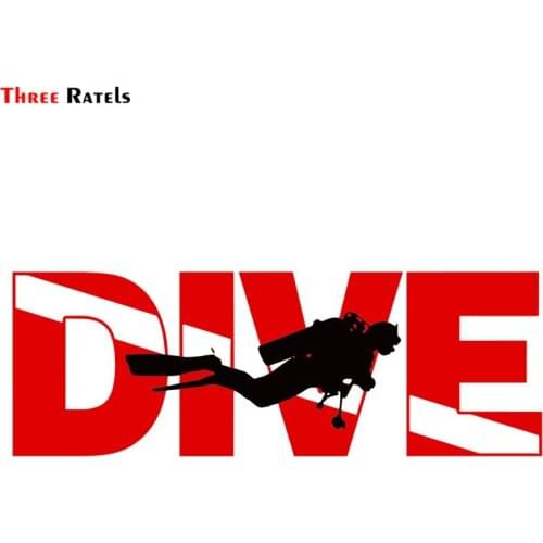 Three Ratels FC855 Scuba DIVER Cutout Flag Decal Vinyl Bumper Car Truck Boat Funny Car Stickers