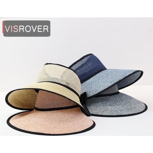 VISROVER Summer Women Sun Hat Empty Top Hats Foldable Beach Big Trim Hat Visor UV Protection Holiday Sunscreen Sun bonnet Hats