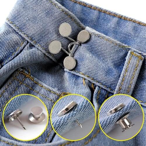 Womens Fashion Adjust Button Removable Metal Brooch Pins No Nails Waist Adjustment Button Waist Sewing Tool