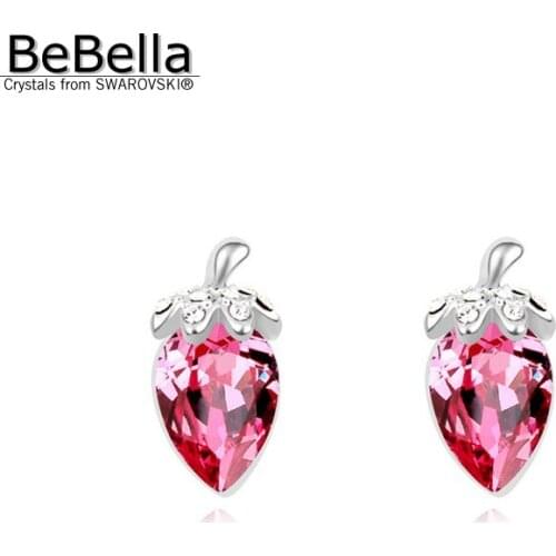 BeBella trendy strawberry stud earrings design for girl made with Crystals from Swarovski for women gift