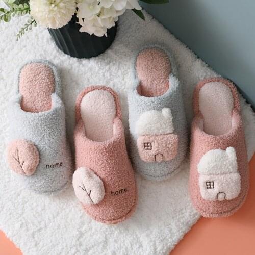 Women Winter Home Slippers Cartoon Shoes Non-slip Soft Winter Warm House Slippers Indoor Bedroom Lovers Couples Floor Shoe