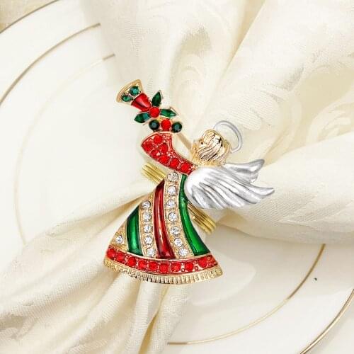 100/PCS new 2019 Christmas series angel horn Christmas napkin ring napkin clasp cloth collar napkin