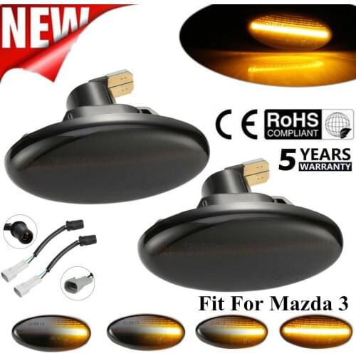 New 2Pc Dynamic LED Side Marker Signal Light Indicator Lamp For Mazda 2 3 5 flowing yellow light