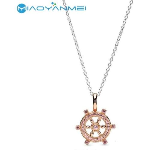 2020 Autumn New S925 Sterling Silver Rose Gold Rudder Pendant Silver Necklaces Fit Original Pandora Pendants Women Birthday Gift