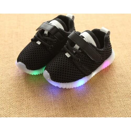 2021 With Light LED new arrival single network sport shoes female male sneakers child running shoes kids breathable canvas shoes