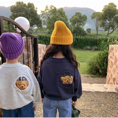 MILANCEL 2021 Autumn New Kids Clothes Long Sleeve Hoodies for Brother and Sister Cotton Tees GIrls Blouse Boys Hoodies