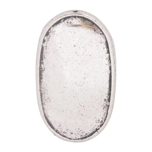 30PCS Antiqued Silver Color Flat Oval Metal Beads #91429