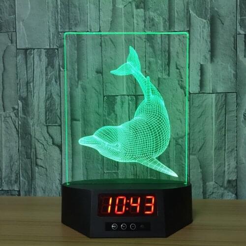 Dolphin perpetual calendar 3D LED model lamp seven color remote control touch the best atmosphere furniture lovely and warm X03