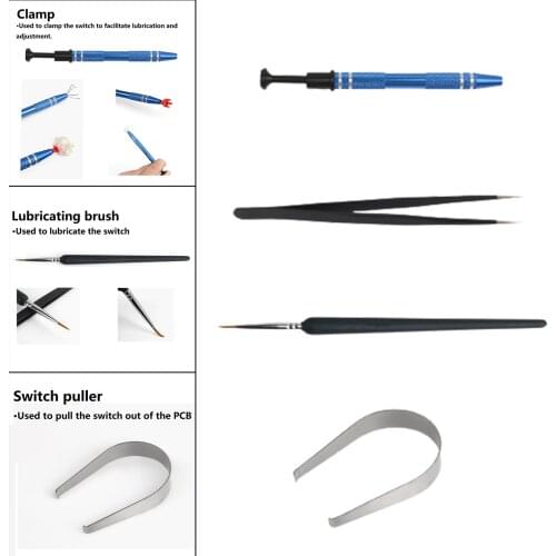 4in1 Switch Puller Stem Picker Holder Lube Brush Tweezers Clamp Opener Switches Adjustment Cleaner Kits