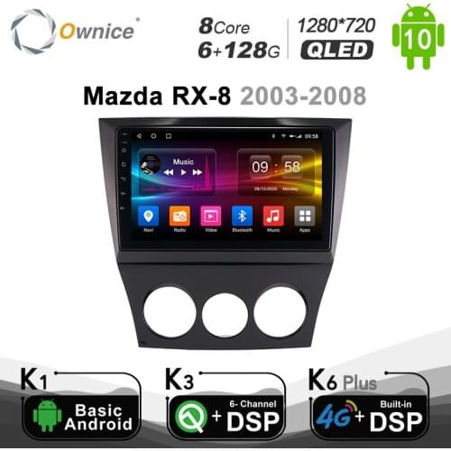 6G+128G QLED Android 10.0 for Mazda RX-8 2003 - 2008 Car autoradio Multimedia Video Audio GPS Radio Player Head Unit 1280*720