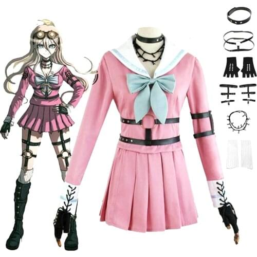 Anime Danganronpa V3: Killing Harmony Iruma Miu Rabbit School Uniform Cosplay Costume Halloween Party Dress Outfit Set Women