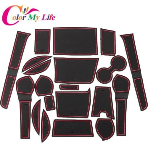 Car Gate Slot Pad for Toyota Fortuner SW4 2016 2017 2018 2019 Non-slip Mats Interior Door Pad Cup Holders Mat Red Blue White