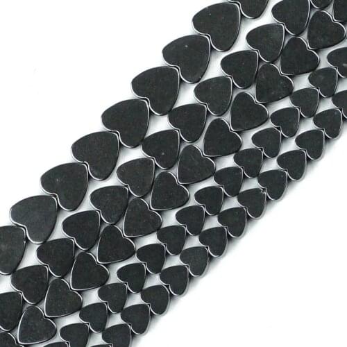 JHNBY Peach heart shape Black Hematite beads Natural Stone Top quality Loose bead Stone 6/8/10MM for Jewelry bracelet Making DIY