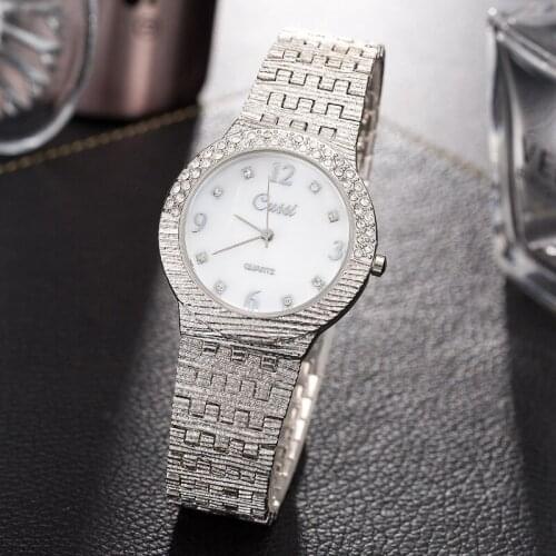 CUSSI 2018 New Silver Women Watches Luxury Quartz Wristwatches Crystal Ladies Bracelet Watch reloj mujer Clock relogio feminino