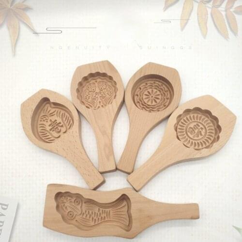 Wooden Pastry Mold Wooden Cake Mold Mid-Autumn Moon Cake Mold Wholesale Baking Mold