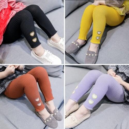 Childrens Leggings 2019 New Baby Girls Cute Thread Elastic Wild Hollow Love Feet Pants Children Autumn Trousers Cotton Pants