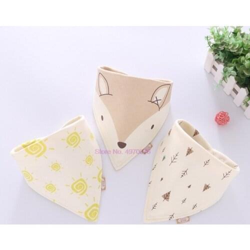 DHL 100pcs Cotton Bandana Bibs Baby Babador Feeding Smock Infant Burp Cloths Cartoon Saliva Towel