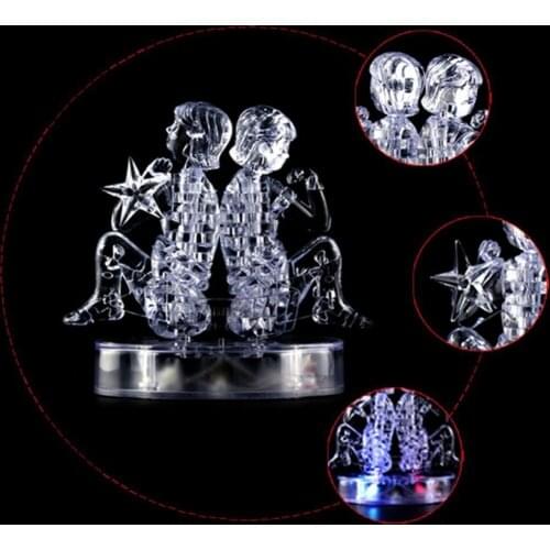 EBOYU(TM) DIY 3D Crystal Puzzle Horoscope with LED Light - Gemini