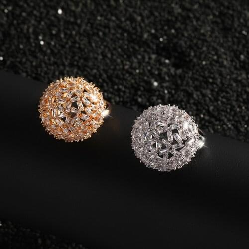 Funmode Shiny AAA Cubic Zircon Bagutte Round Ball Shape Rings For Women Wedding Accessories anillo hombre Gifts FR154