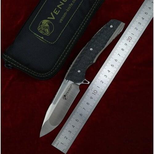 KEVIN JOHN KNIFE VENOM 2 M390 Blade Titanium Alloy+Carbon Fiber Handle Outdoor camping hunting Hunting pocket knives EDC tools