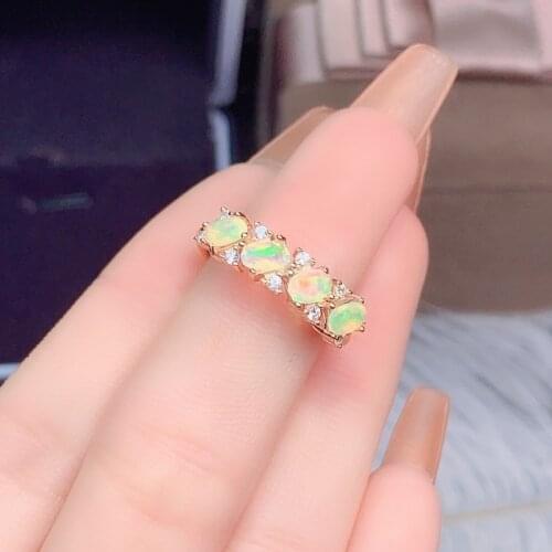 Natural Opal Ring for Women Daily Wear Gemstone Fine Jewelry Engagement Gift Real Solid 925 Sterling Silver