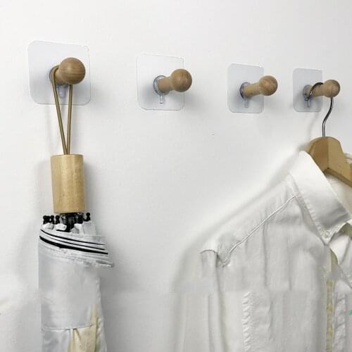 2Pc Solid Wood Wall-Mounted Creative Free Punch Decoration Hooks Bedroom Door Coat Rack Bathroom Kitchen Supplies Storage Hooks
