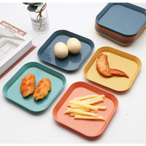 Creative Household Spit Bone-spit Dish Wheat Straw Tableware Household Small Dish Bone Bowl Garbage Anti-drop Square Dish