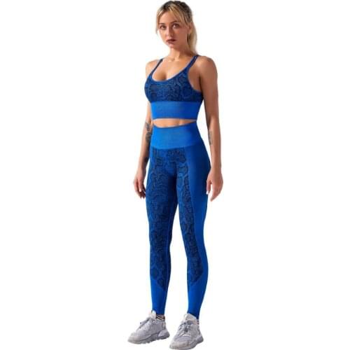 Women Hot Selling New Serpentine Printing Tank Top Yoga Suit Sports Breathable Leggings Fitness Set
