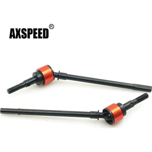 AXSPEED 2Pcs Stainless Steel CVD Drive Shafts Set for Axial SCX10 II AX90046 AX90047 1/10 RC Crawler Car Axle Accessories
