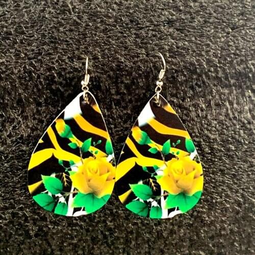 New Stlye Spring Flowers Leather Earrings Bulk For Woman Zebra Striped Bowknot Earrings
